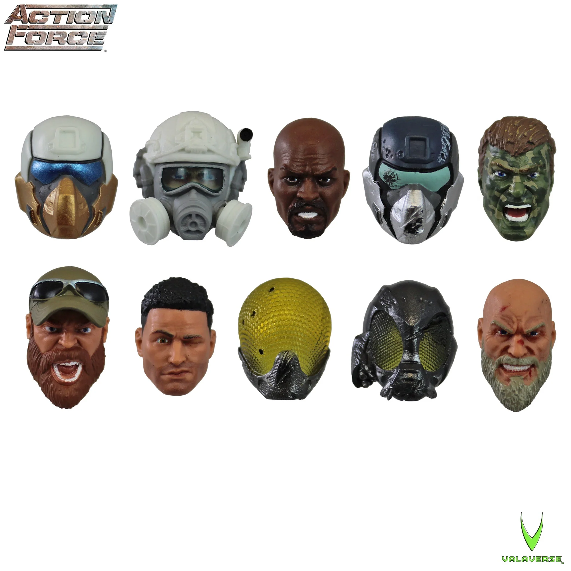 Action Force Head Pack Alpha | Valaverse (10 Alternate Heads)