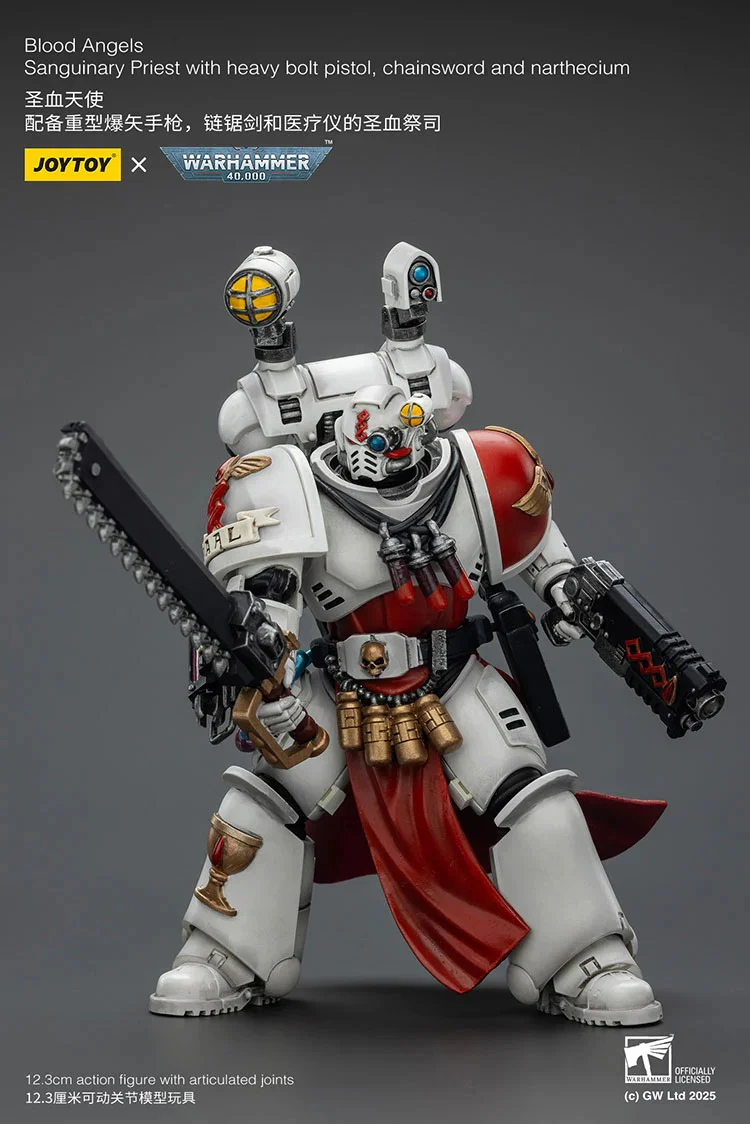 Blood Angels Sanguinary Priest with Heavy bolt pistol, chainsword and narthecium | 1/18 Scale Action Figure | JOY TOY - Image 9