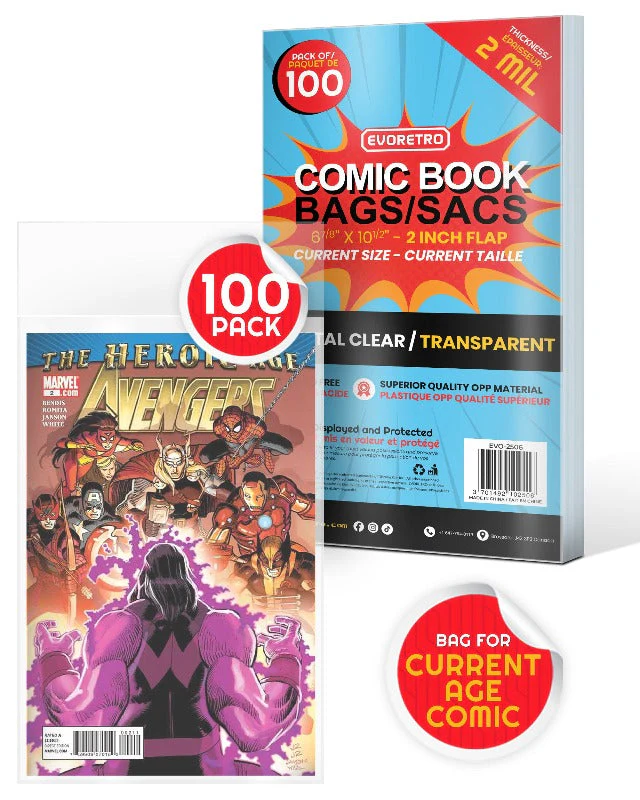 Current Age Comic Bags - 2MIL - 100 pack (EVORETRO)