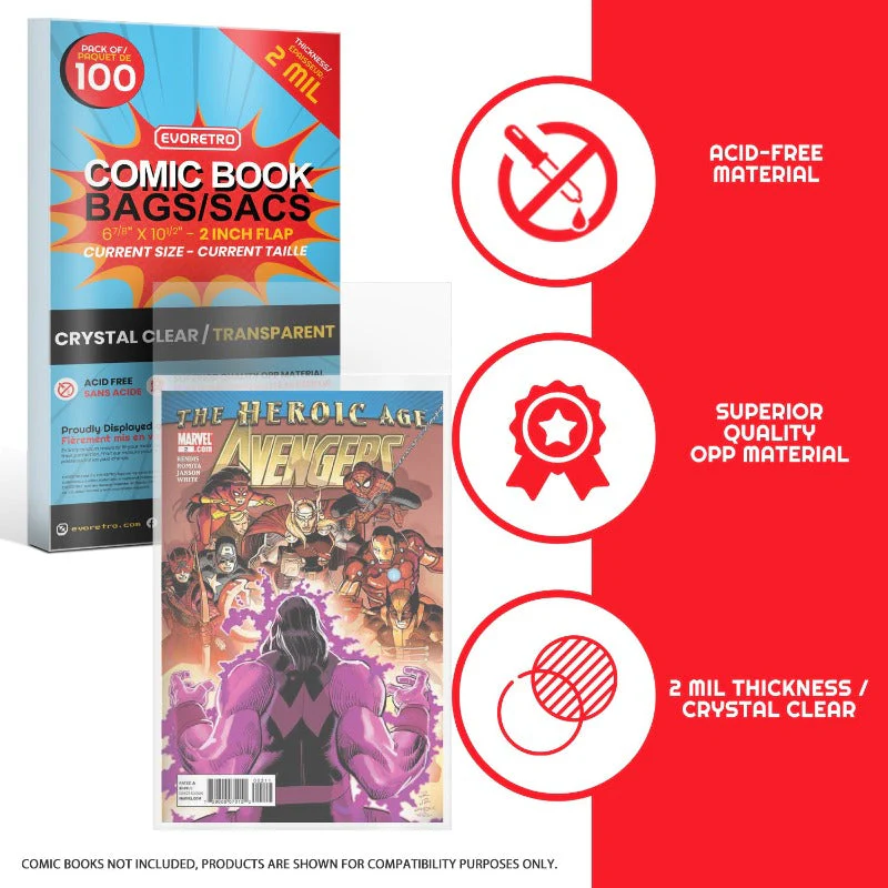 Current Age Comic Bags - 2MIL - 100 pack (EVORETRO) - Image 4