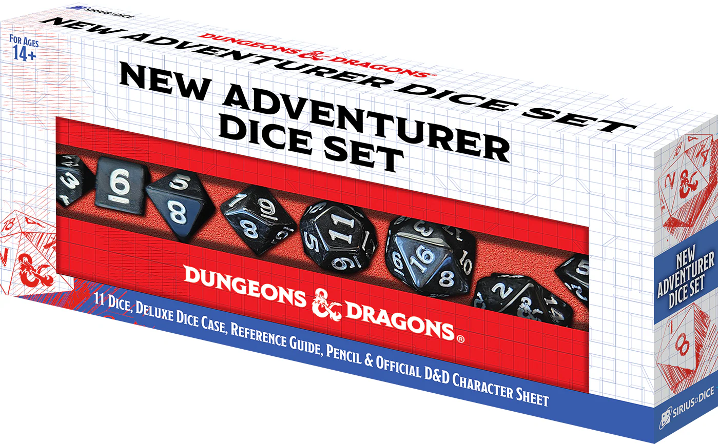 DND NEW ADVENTURER SET BLACK DICE | Sirius Dice