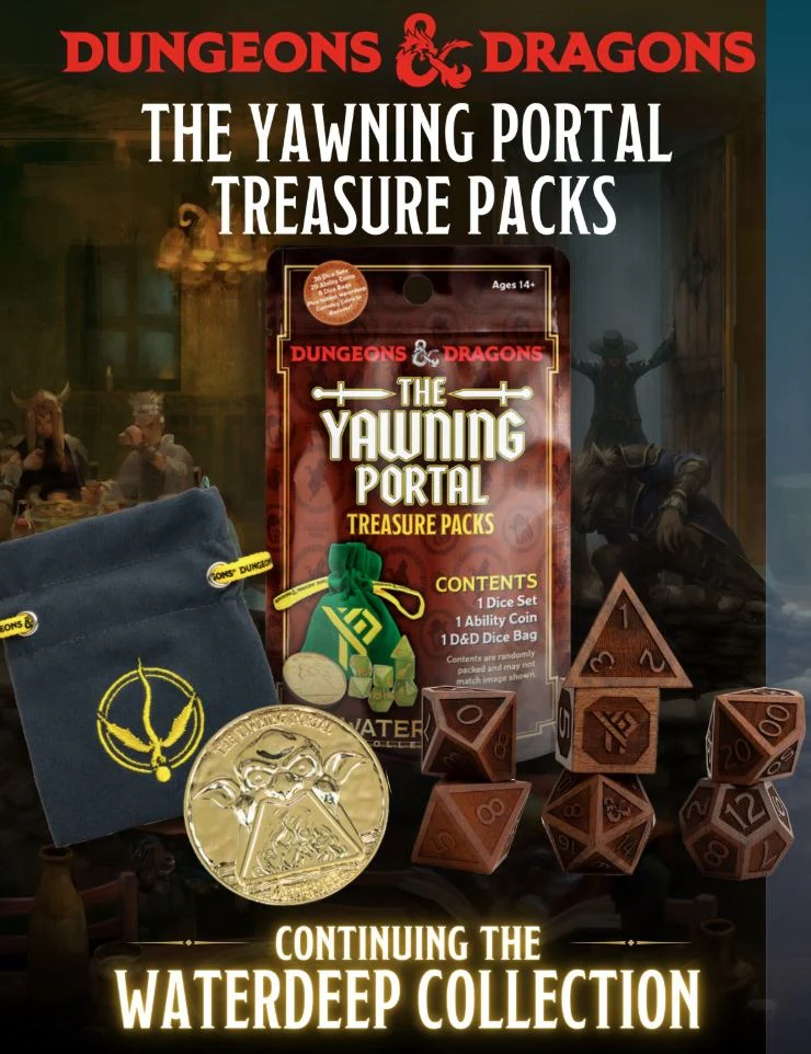 DND YAWNING PORTAL TREASURE PACKS (Random Dice set, Coin, & Dice Bag) - Image 2