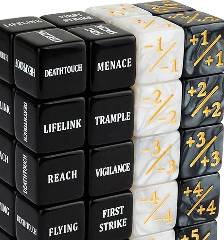 MTG Abilities/Keywords Counter Dice Black/Grey/White (48pcs)