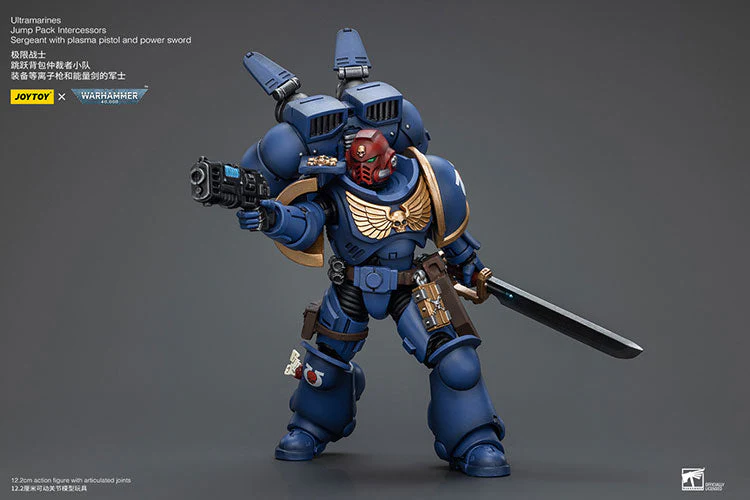 Ultramarines Jump Pack Intercessors Sergeant with Plasma Pistol and Power Sword - Image 3