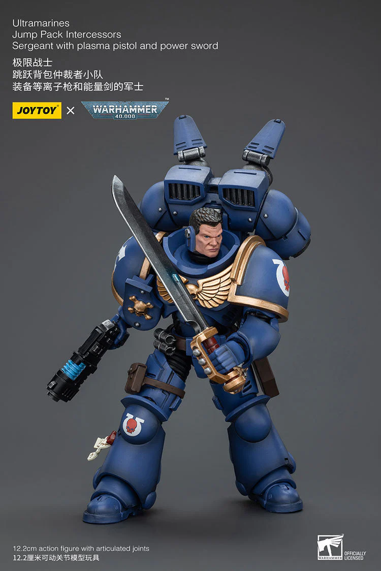 Ultramarines Jump Pack Intercessors Sergeant with Plasma Pistol and Power Sword - Image 4